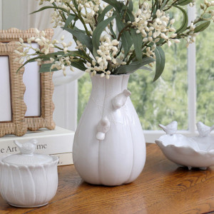 Helena Petal Vase with Two Birds, decorative planter or flower display